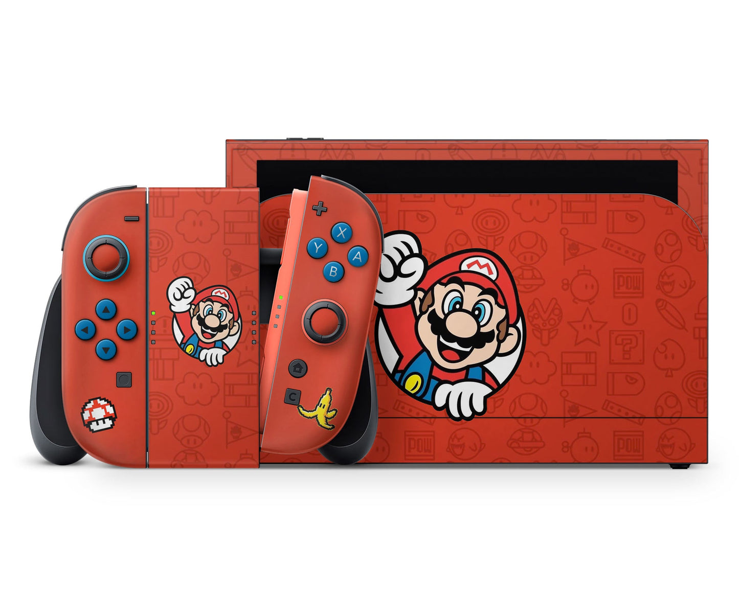 Lux Skins Nintendo Switch 2 Mario Minimalist Full Set +Tempered Glass Skins - Pop Culture Mario Skin
