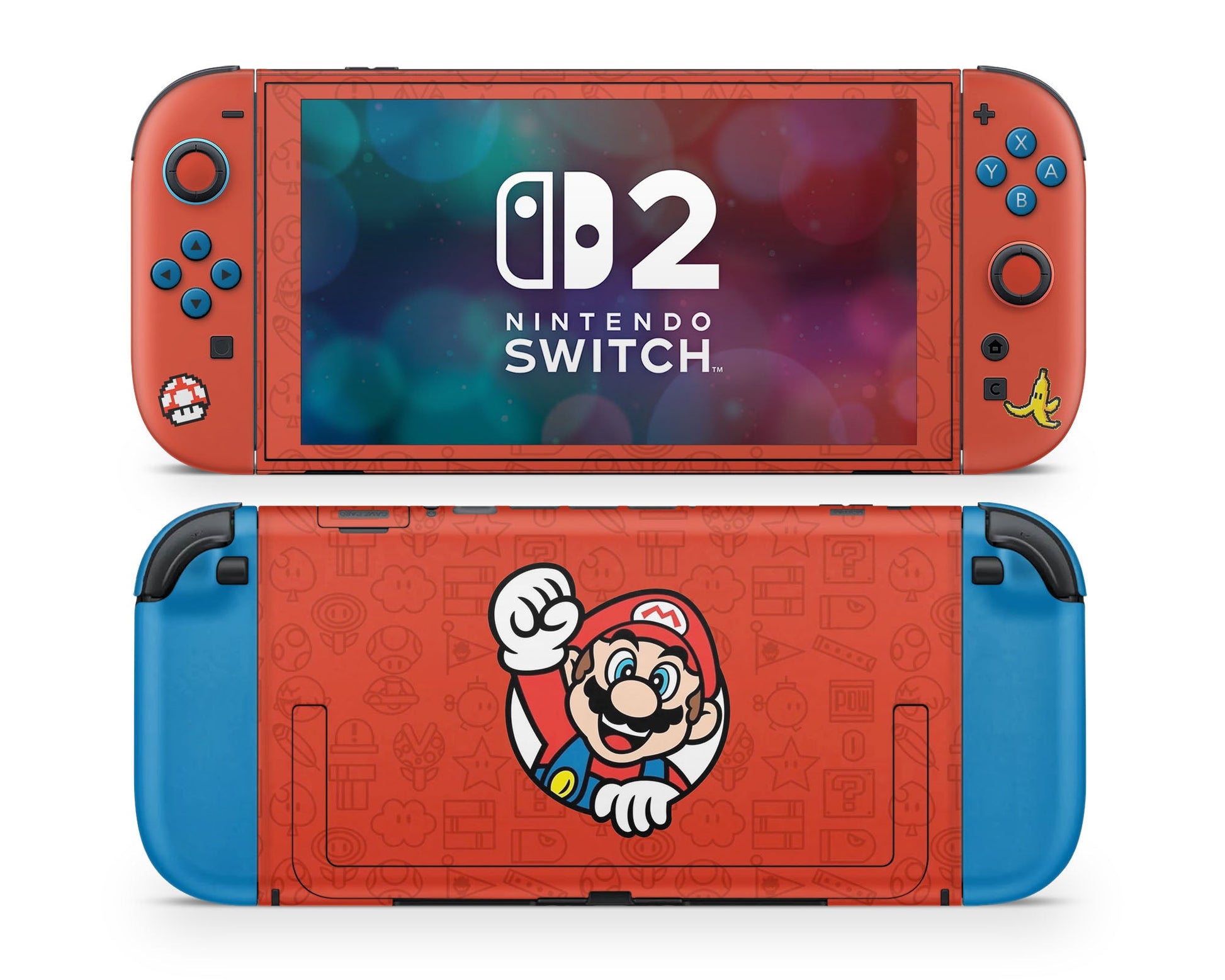 Lux Skins Nintendo Switch 2 Mario Minimalist Joycons Only Skins - Pop Culture Mario Skin