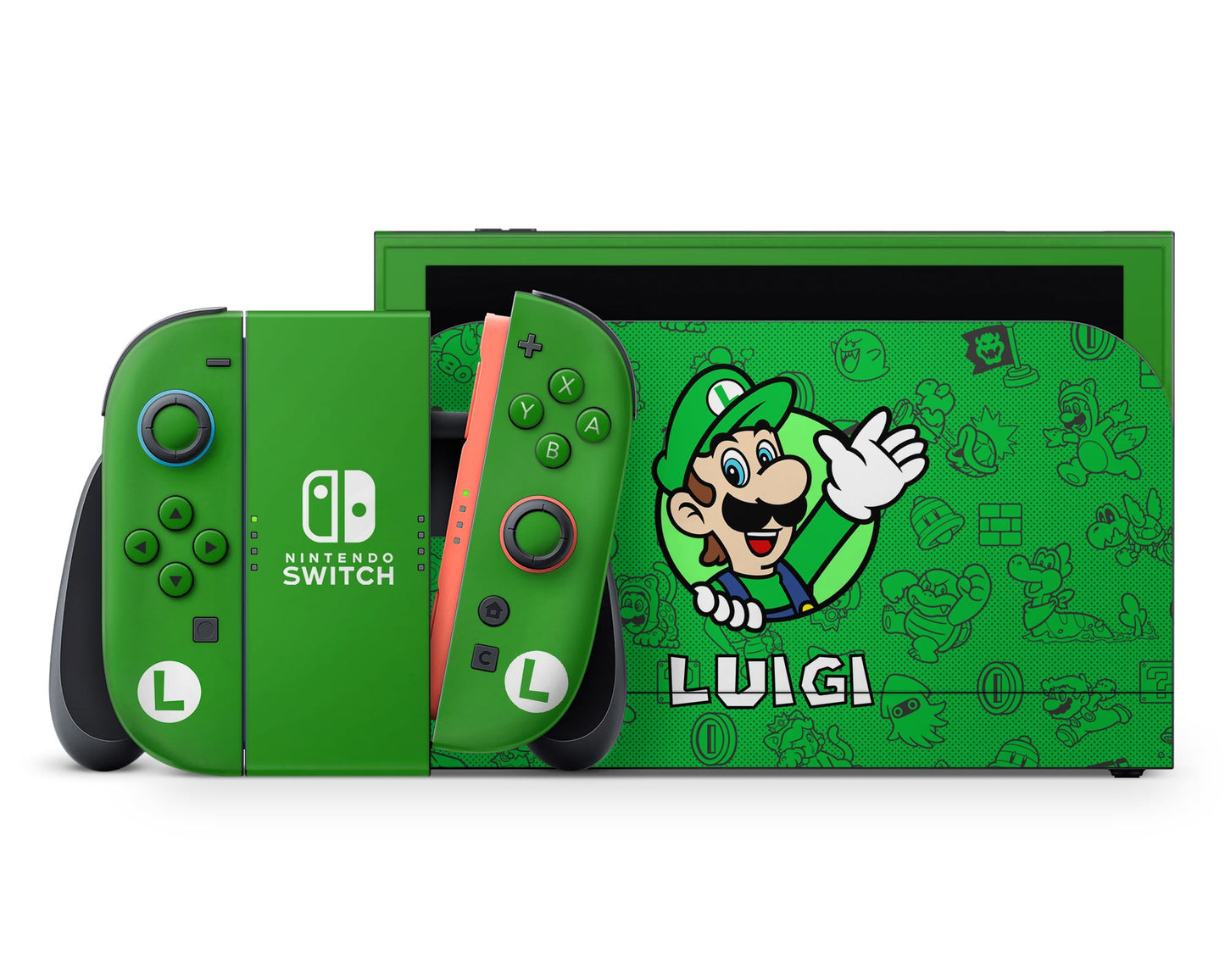 Lux Skins Nintendo Switch 2 Luigi Minimalist Full Set +Tempered Glass Skins - Pop Culture Mario Skin