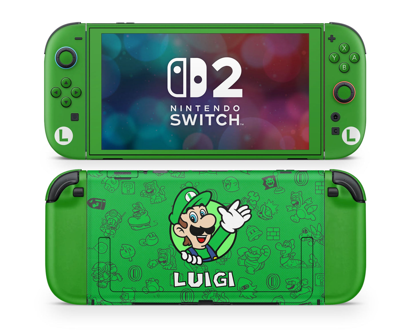 Lux Skins Nintendo Switch 2 Luigi Minimalist Joycons Only Skins - Pop Culture Mario Skin