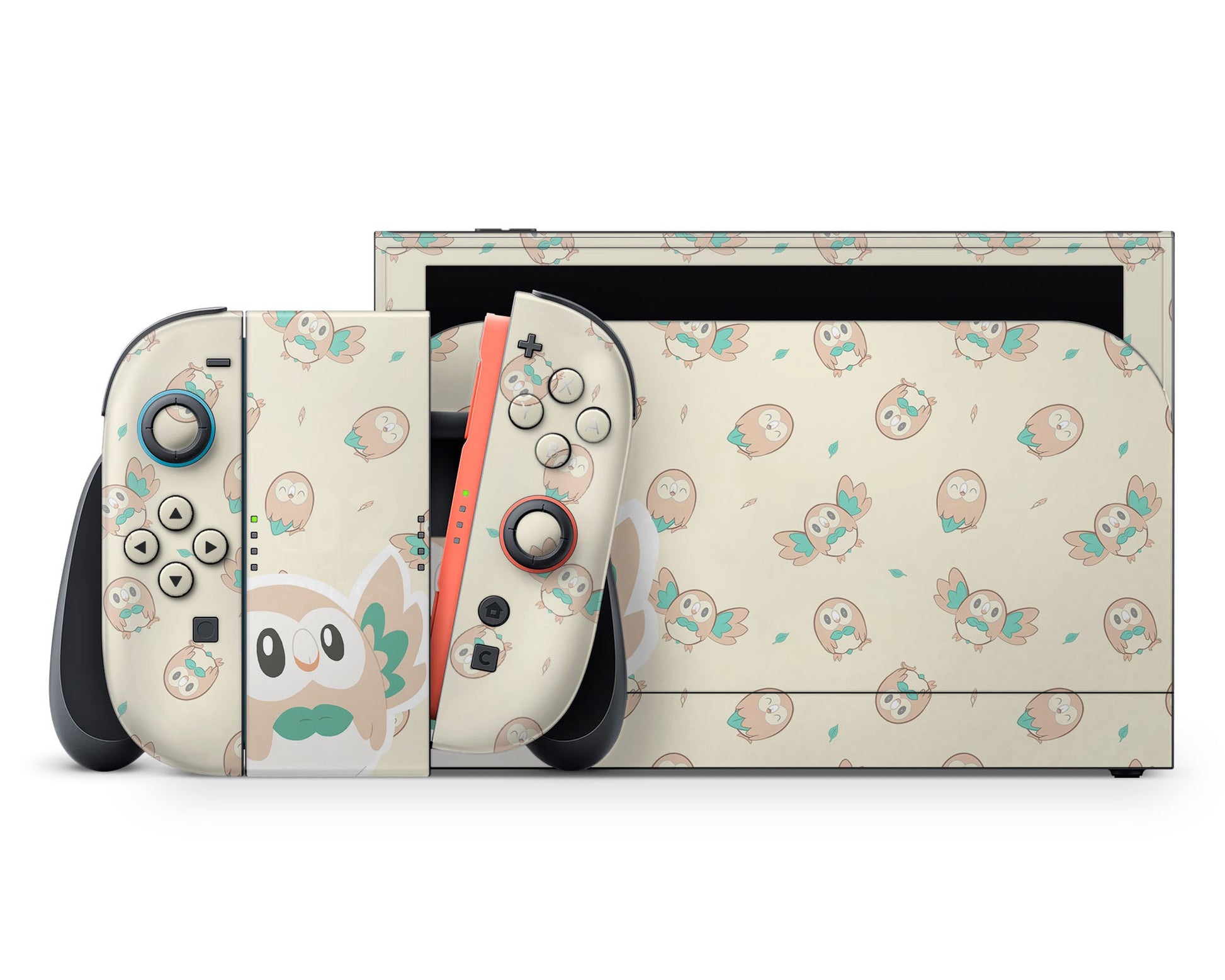 Lux Skins Nintendo Switch 2 Pokemon Rowlet Full Set +Tempered Glass Skins - Pop culture Pokemon Skin