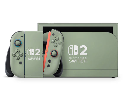 Lux Skins Nintendo Switch 2 Clover Green Nintendo logo Skins - Solid Colours Solid Colours Skin