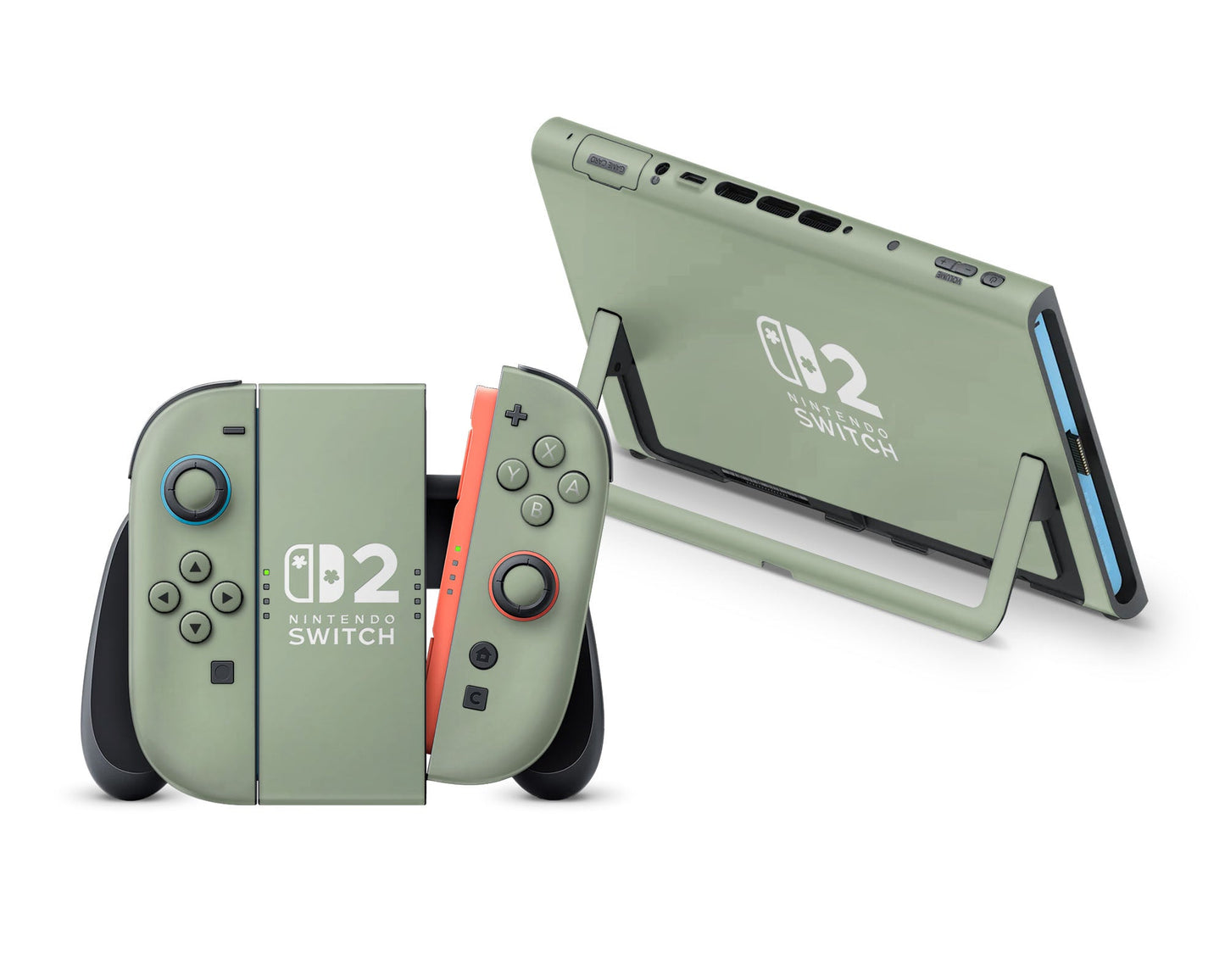 Lux Skins Nintendo Switch 2 Clover Green Flower logo Skins - Solid Colours Solid Colours Skin