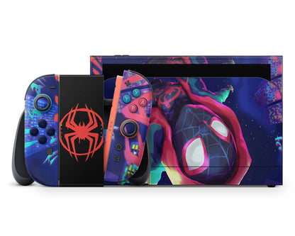 Lux Skins Nintendo Switch 2 Spiderman Spiderverse Miles Morales Full Set +Tempered Glass Skins - Pop culture Spiderman Skin