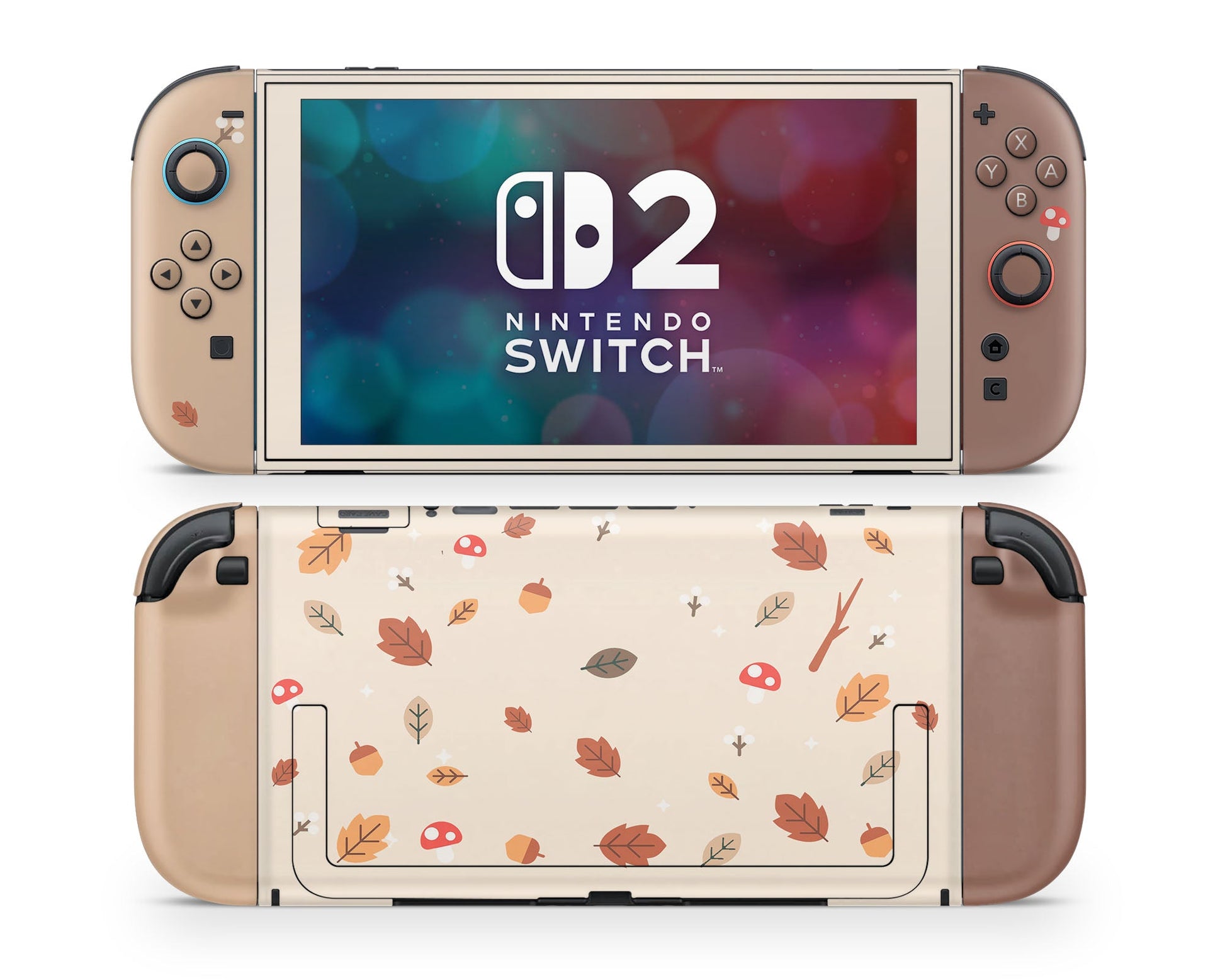 Lux Skins Nintendo Switch 2 Cute Mushroom Leaves Classic no logo Skins - Art Floral Skin