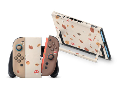Cute Mushroom Leaves Nintendo Switch 2 Skin