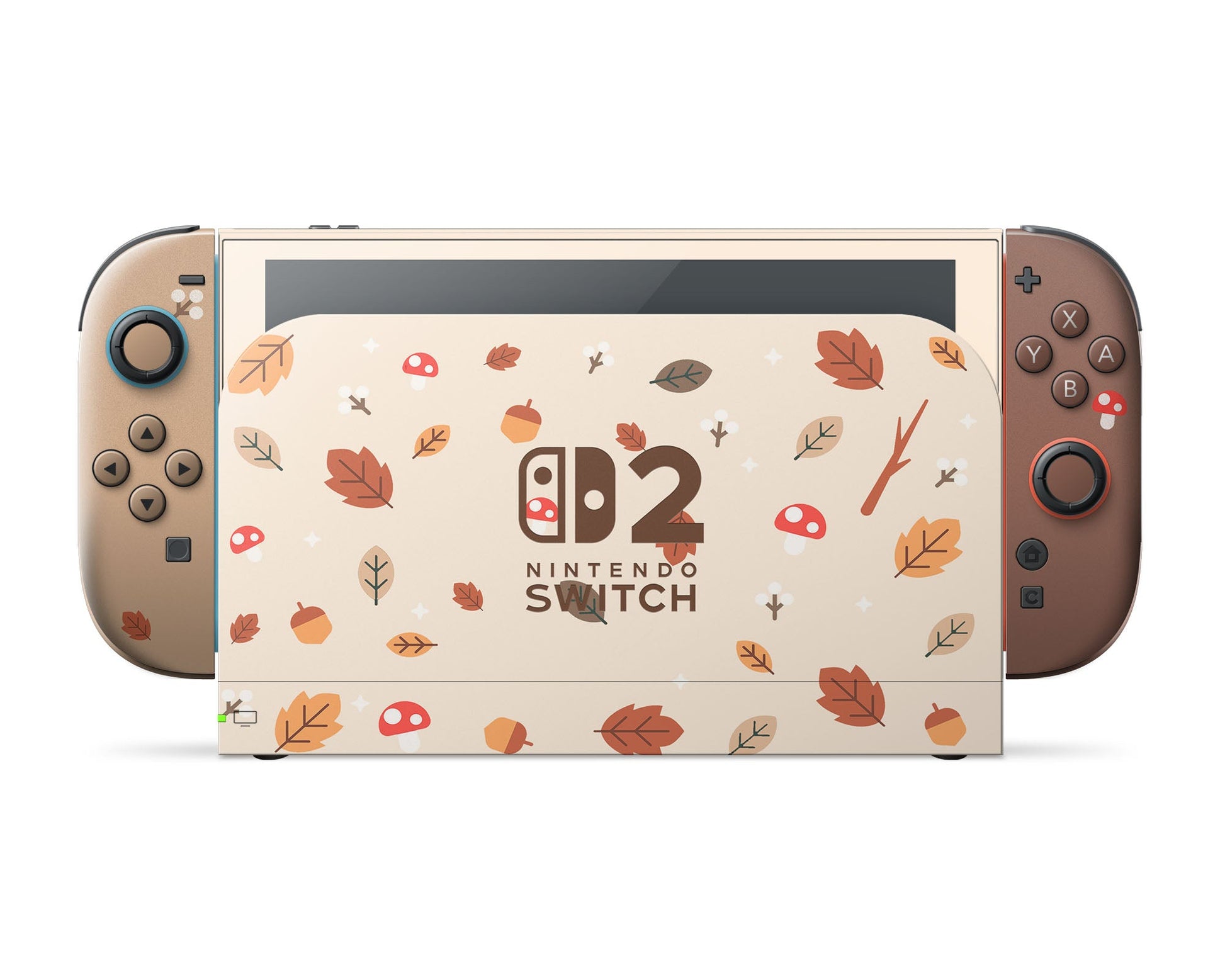 Lux Skins Nintendo Switch 2 Cute Mushroom Leaves Nintendo logo Skins - Art Floral Skin