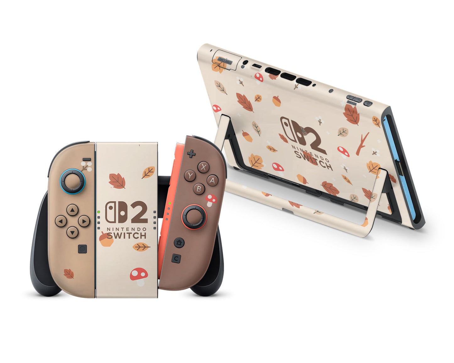 Cute Mushroom Leaves Nintendo Switch 2 Skin