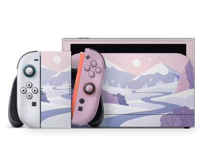 Lux Skins Nintendo Switch 2 Dreamy Arctic Christmas Full Set +Tempered Glass Skins - Art Artwork Skin