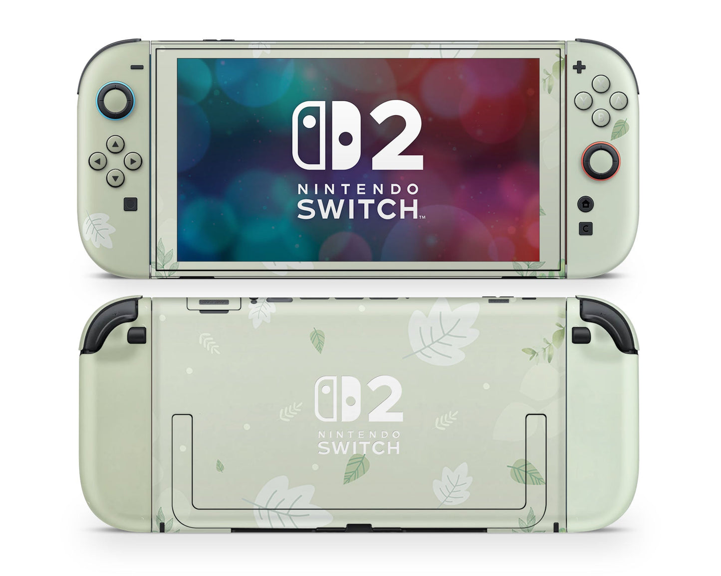 Lux Skins Nintendo Switch 2 Matcha Leaves Nintendo logo Skins - Art Floral Skin