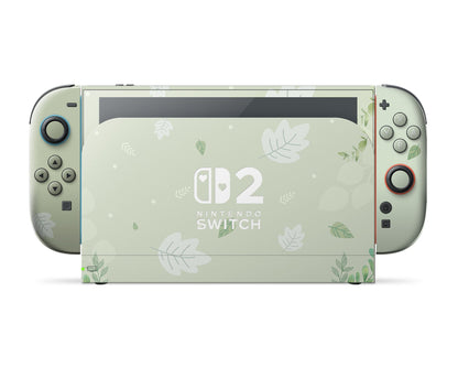 Lux Skins Nintendo Switch 2 Matcha Leaves Hearts logo Skins - Art Floral Skin