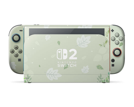Lux Skins Nintendo Switch 2 Matcha Leaves Hearts logo Skins - Art Floral Skin
