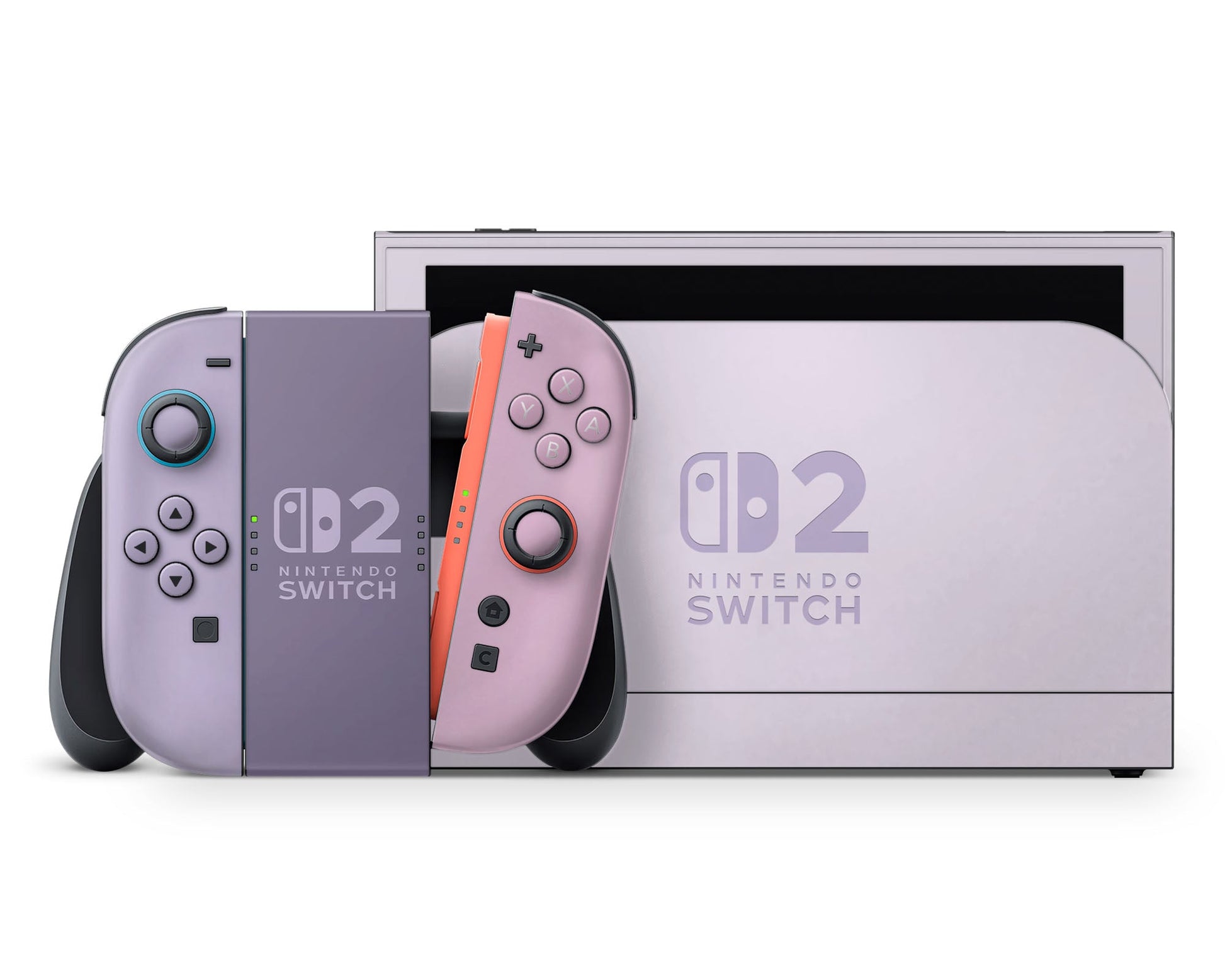 Lux Skins Nintendo Switch 2 Wisteria Dream Purple Colorwave Nintendo logo Skins - Solid Colours Colour Blocking Skin