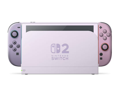 Lux Skins Nintendo Switch 2 Wisteria Dream Purple Colorwave Hearts logo Skins - Solid Colours Colour Blocking Skin