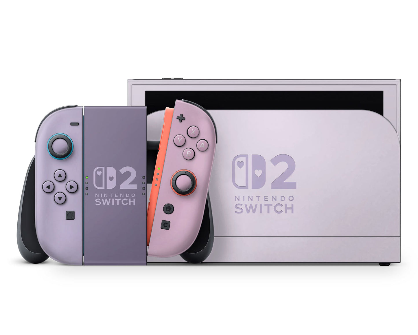Lux Skins Nintendo Switch 2 Wisteria Dream Purple Colorwave Hearts logo Skins - Solid Colours Colour Blocking Skin