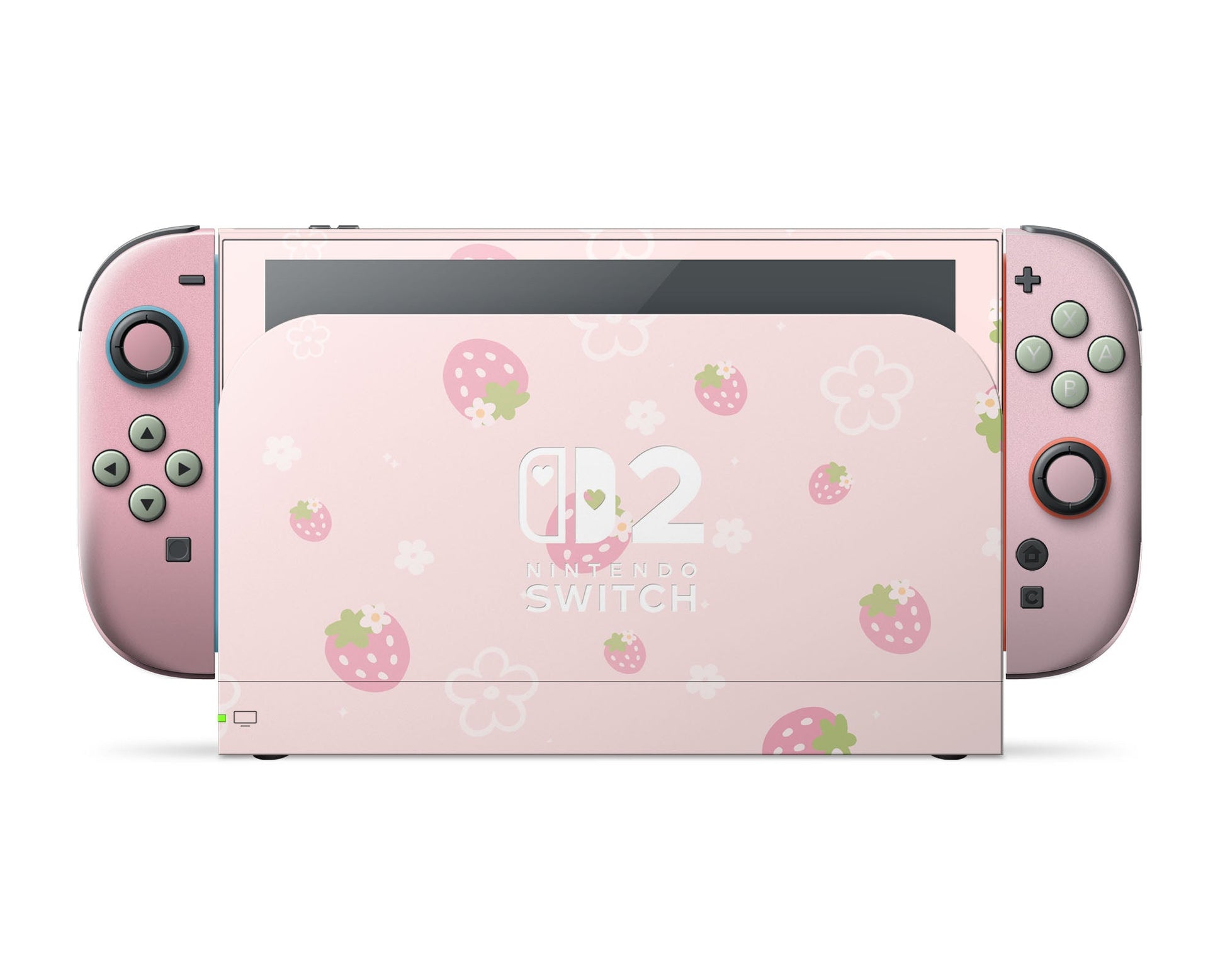 Lux Skins Nintendo Switch 2 Sweet Strawberry Pink Hearts logo Skins - Pattern Fruits Skin