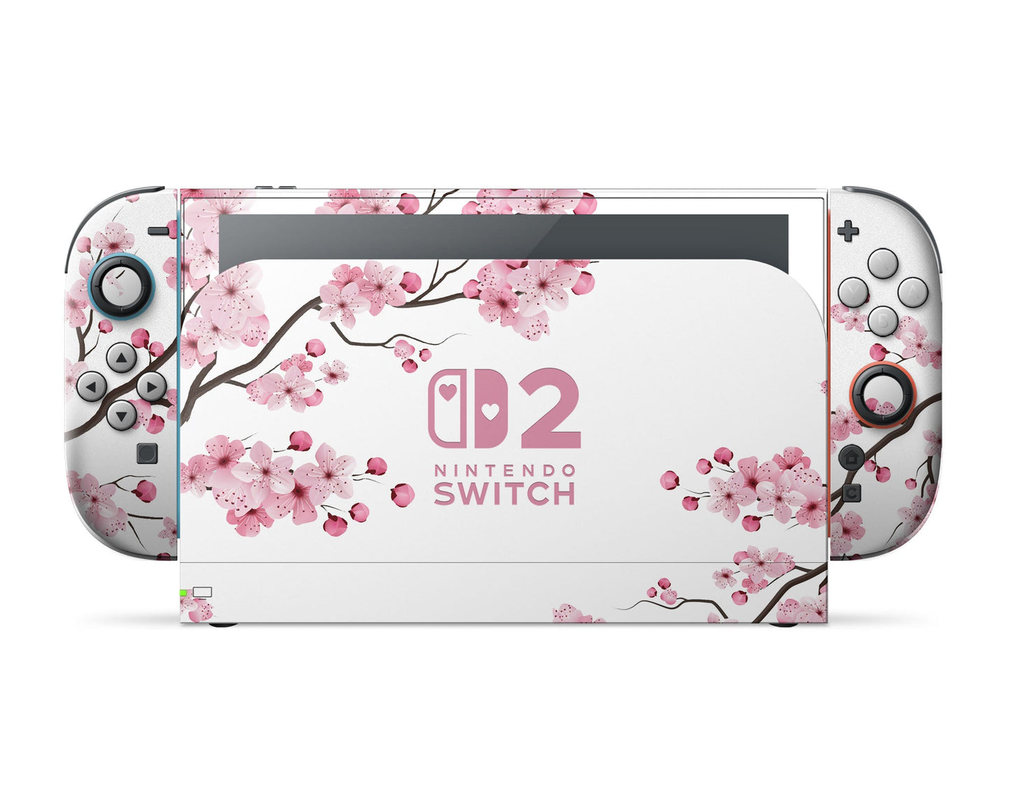 Lux Skins Nintendo Switch 2 White Cherry Blossom Hearts logo Skins - Art Floral Skin