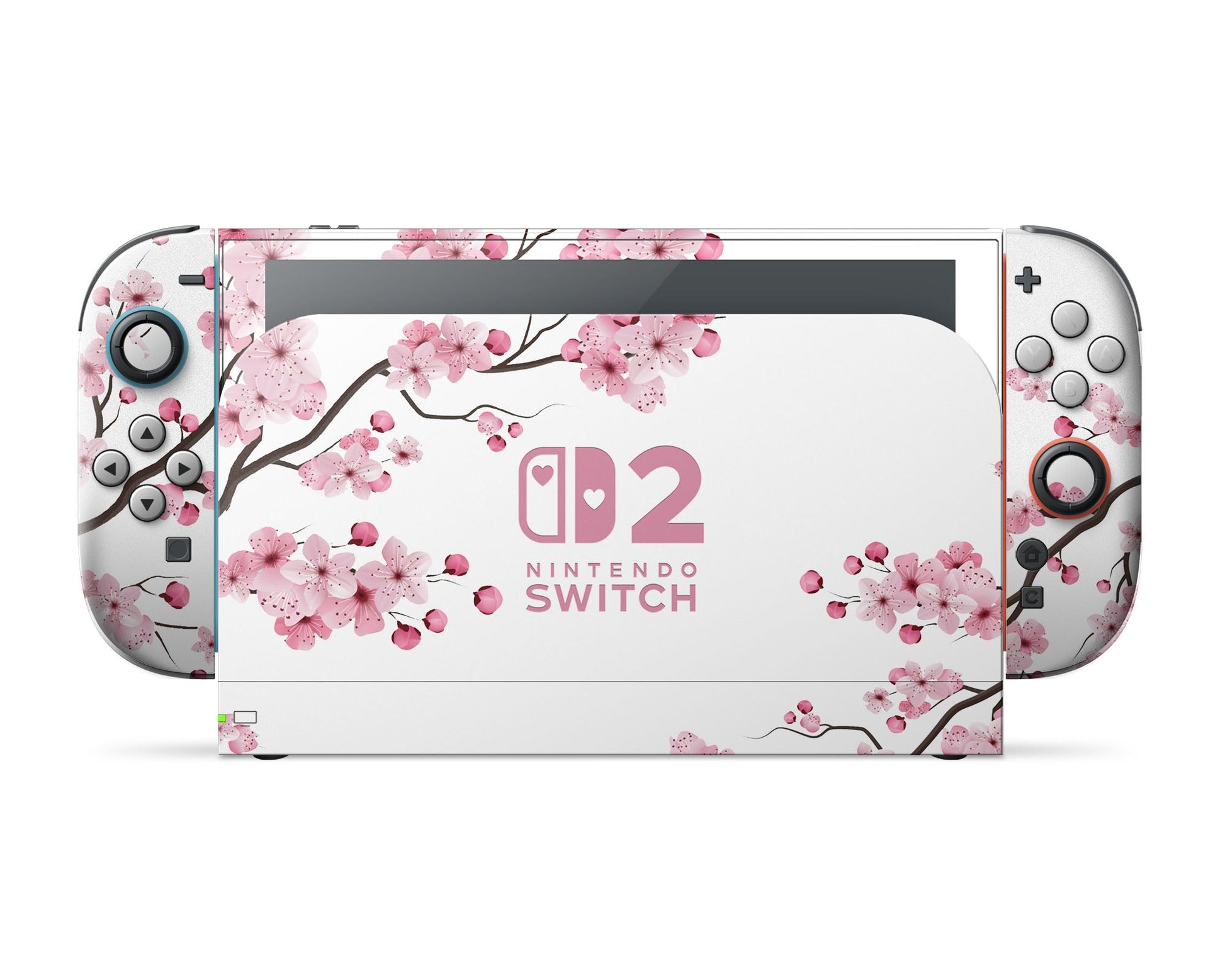Lux Skins Nintendo Switch 2 White Cherry Blossom Hearts logo Skins - Art Floral Skin