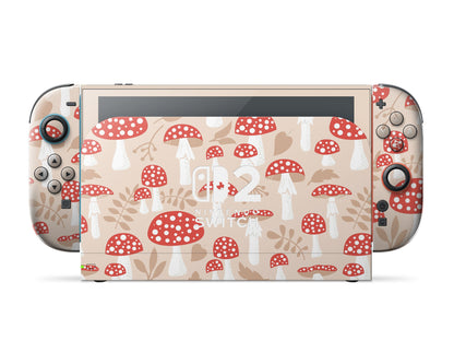 Lux Skins Nintendo Switch 2 Beige Mushroom Farm Nintendo logo Skins - Art Artwork Skin