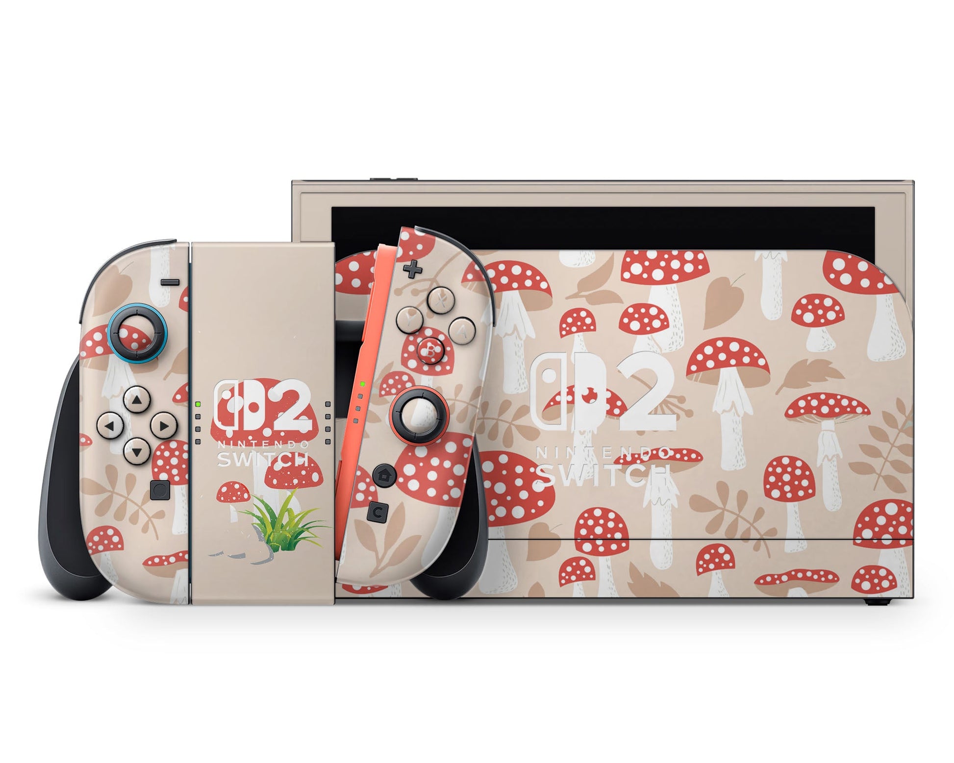 Lux Skins Nintendo Switch 2 Beige Mushroom Farm Nintendo logo Skins - Art Artwork Skin