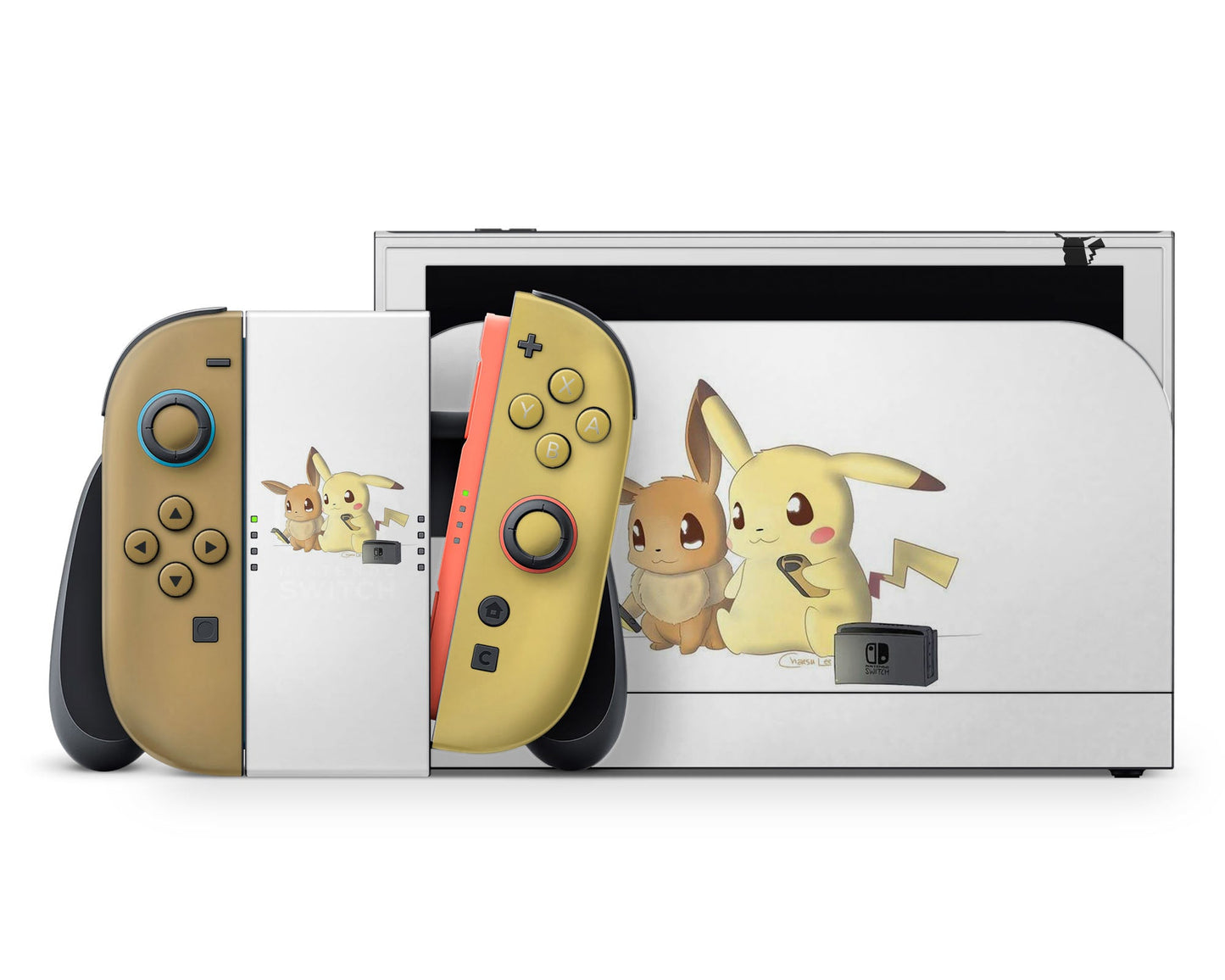 Lux Skins Nintendo Switch 2 Pokemon Pikachu & Eevee Gaming Full Set +Tempered Glass Skins - Pop culture Pokemon Skin