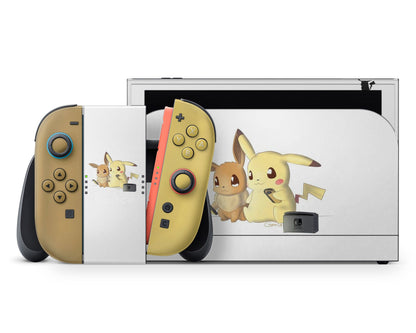 Lux Skins Nintendo Switch 2 Pokemon Pikachu & Eevee Gaming Full Set +Tempered Glass Skins - Pop culture Pokemon Skin