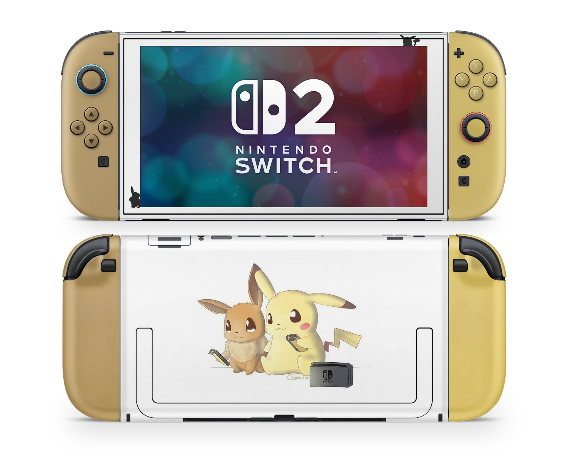 Lux Skins Nintendo Switch 2 Pokemon Pikachu & Eevee Gaming Joycons Only Skins - Pop culture Pokemon Skin