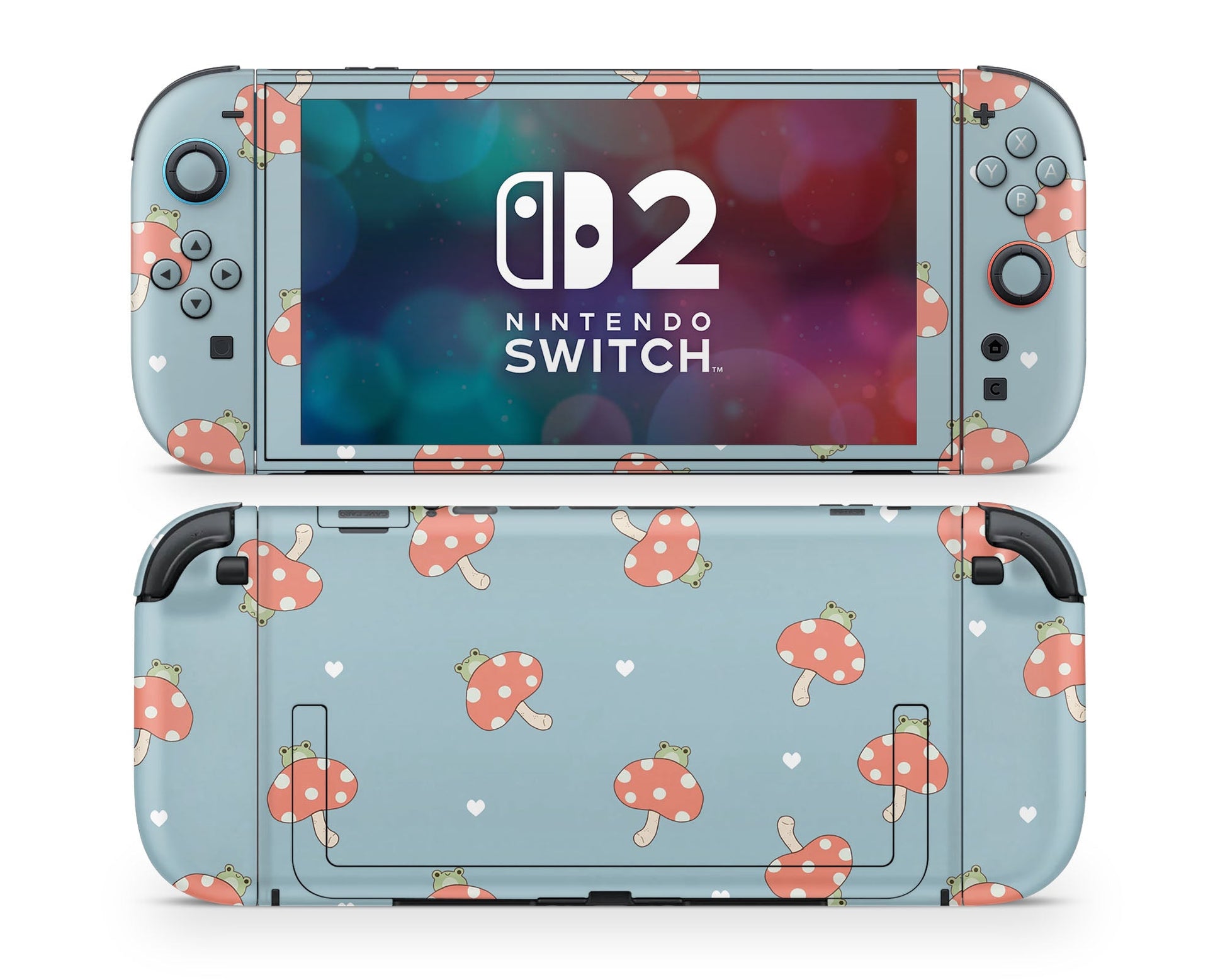 Lux Skins Nintendo Switch 2 Froggie Toadstool Mushroom Joycons Only Skins - Art Artwork Skin