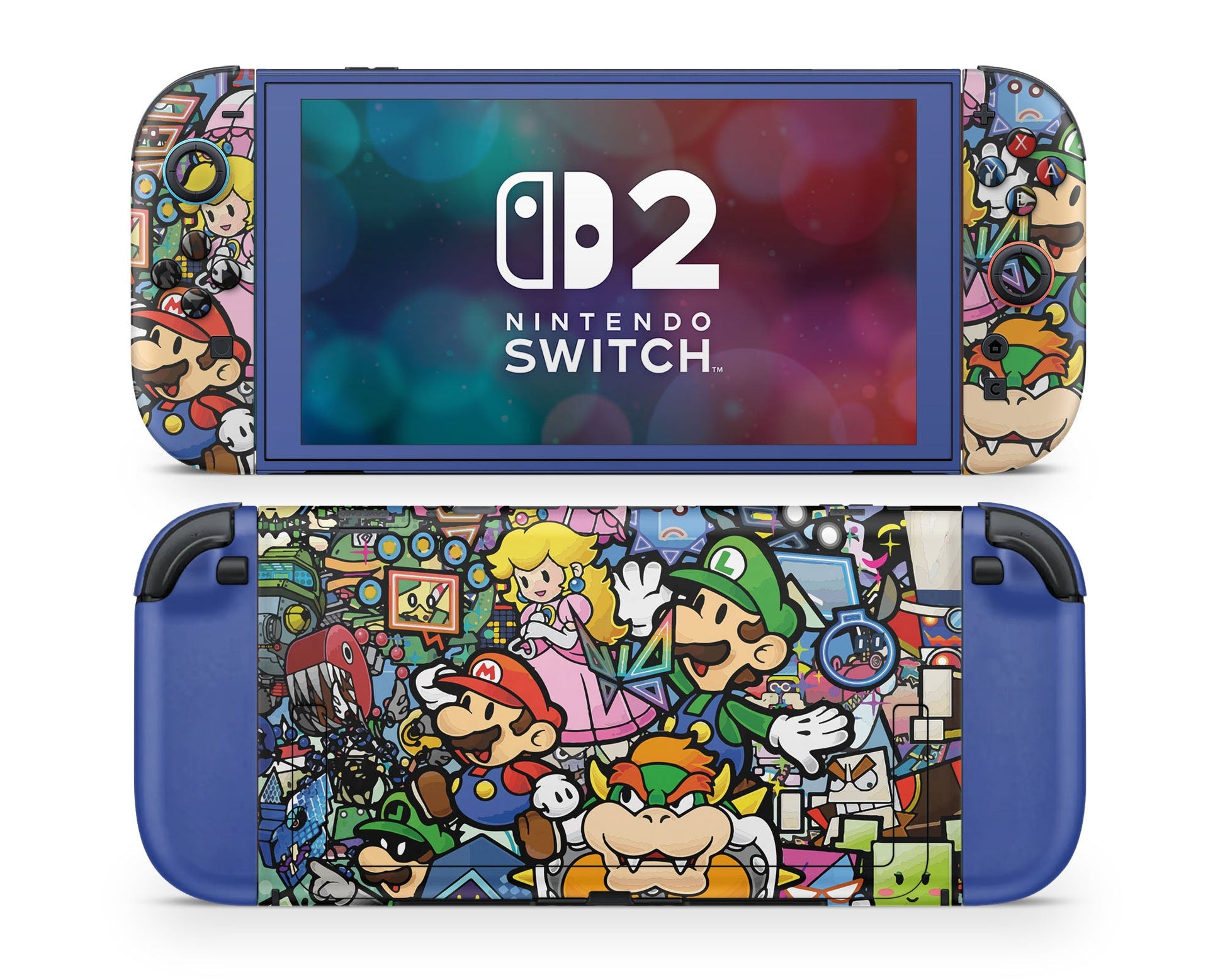 Lux Skins Nintendo Switch 2 Paper Mario Joycons Only Skins - Pop culture Mario Skin