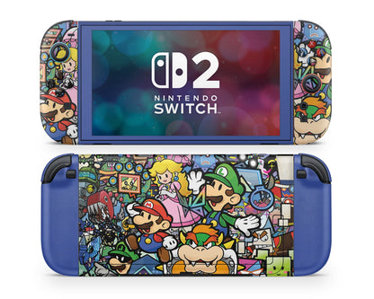 Lux Skins Nintendo Switch 2 Paper Mario Joycons Only Skins - Pop culture Mario Skin