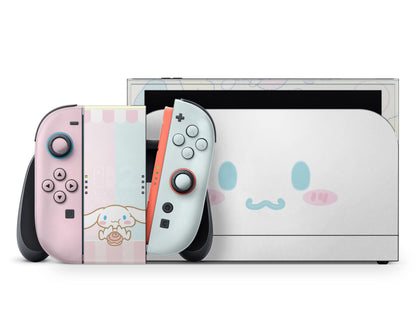 Lux Skins Nintendo Switch 2 Cinnamoroll Cute White Puppy Face Full Set +Tempered Glass Skins - Anime Cinnamoroll Skin