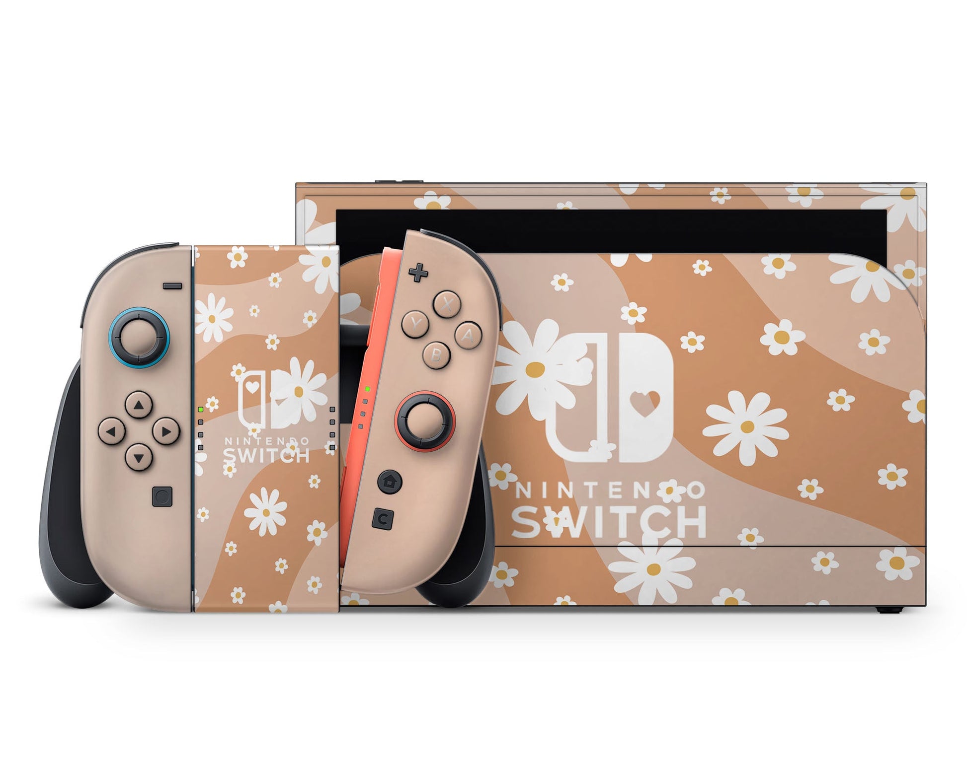 Lux Skins Nintendo Switch 2 Summer Daisy Hearts logo Skins - Art Floral Skin