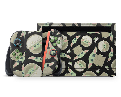 Lux Skins Nintendo Switch 2 Dark Baby Yoda Pattern Full Set +Tempered Glass Skins - Pop culture Star Wars Skin