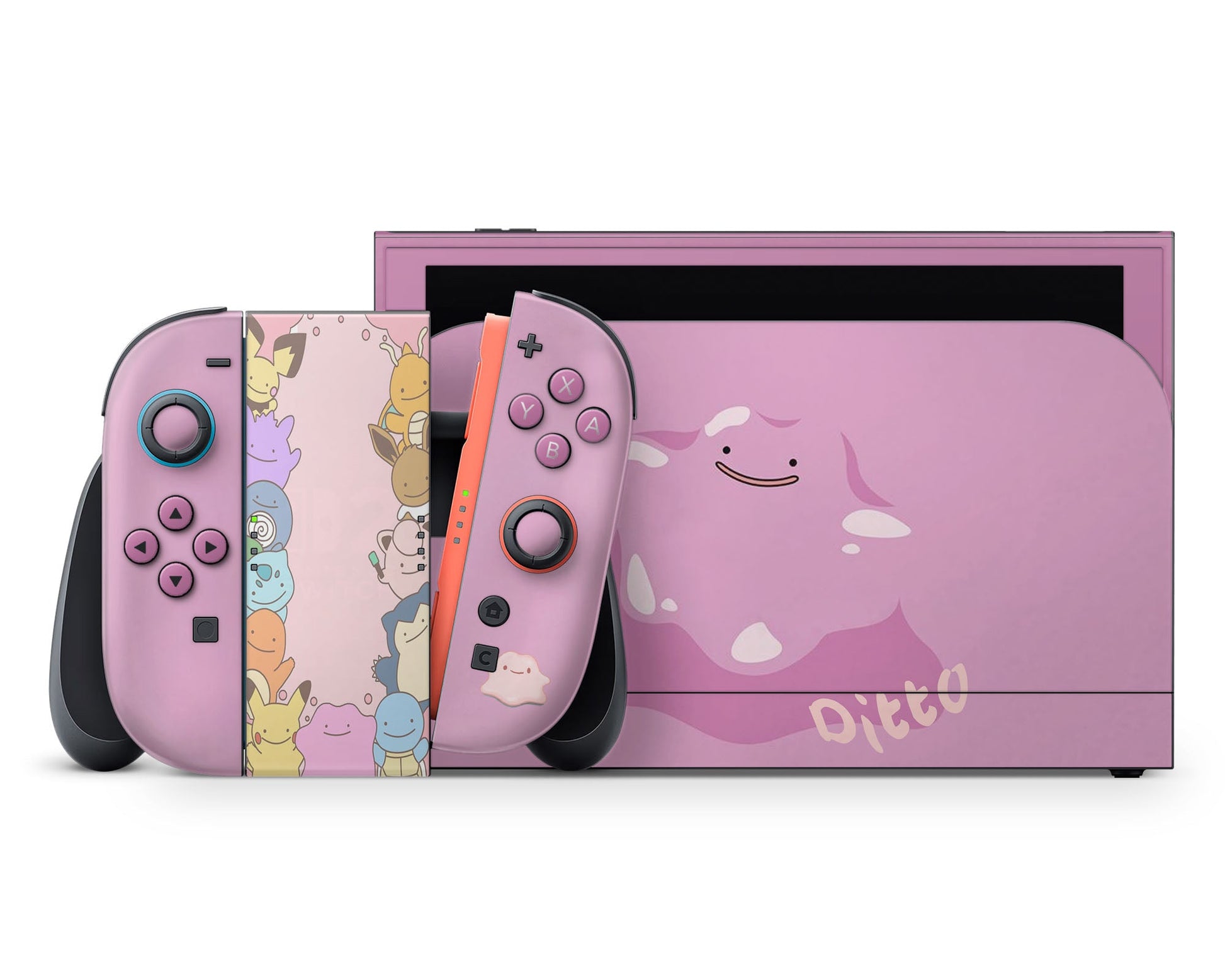 Lux Skins Nintendo Switch 2 Pokemon Ditto Minimalist Full Set +Tempered Glass Skins - Pop culture Pokemon Skin
