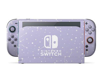 Lux Skins Nintendo Switch 2 Constellation Stargazing Purple Nintendo logo Skins - Pattern Galaxy Skin