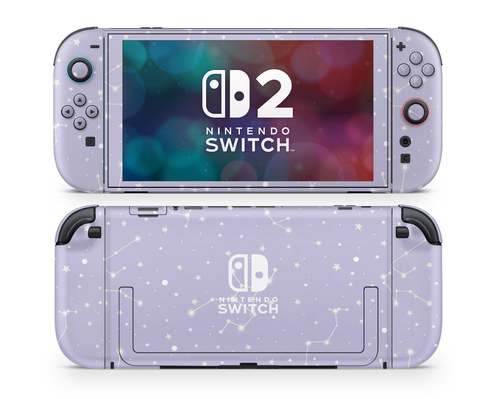 Lux Skins Nintendo Switch 2 Constellation Stargazing Purple Nintendo logo Skins - Pattern Galaxy Skin
