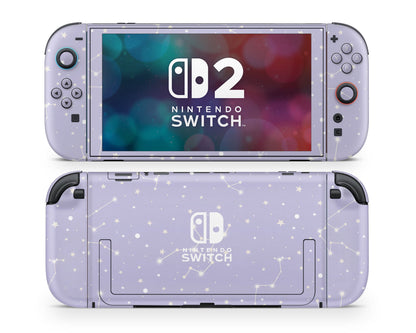 Lux Skins Nintendo Switch 2 Constellation Stargazing Purple Nintendo logo Skins - Pattern Galaxy Skin