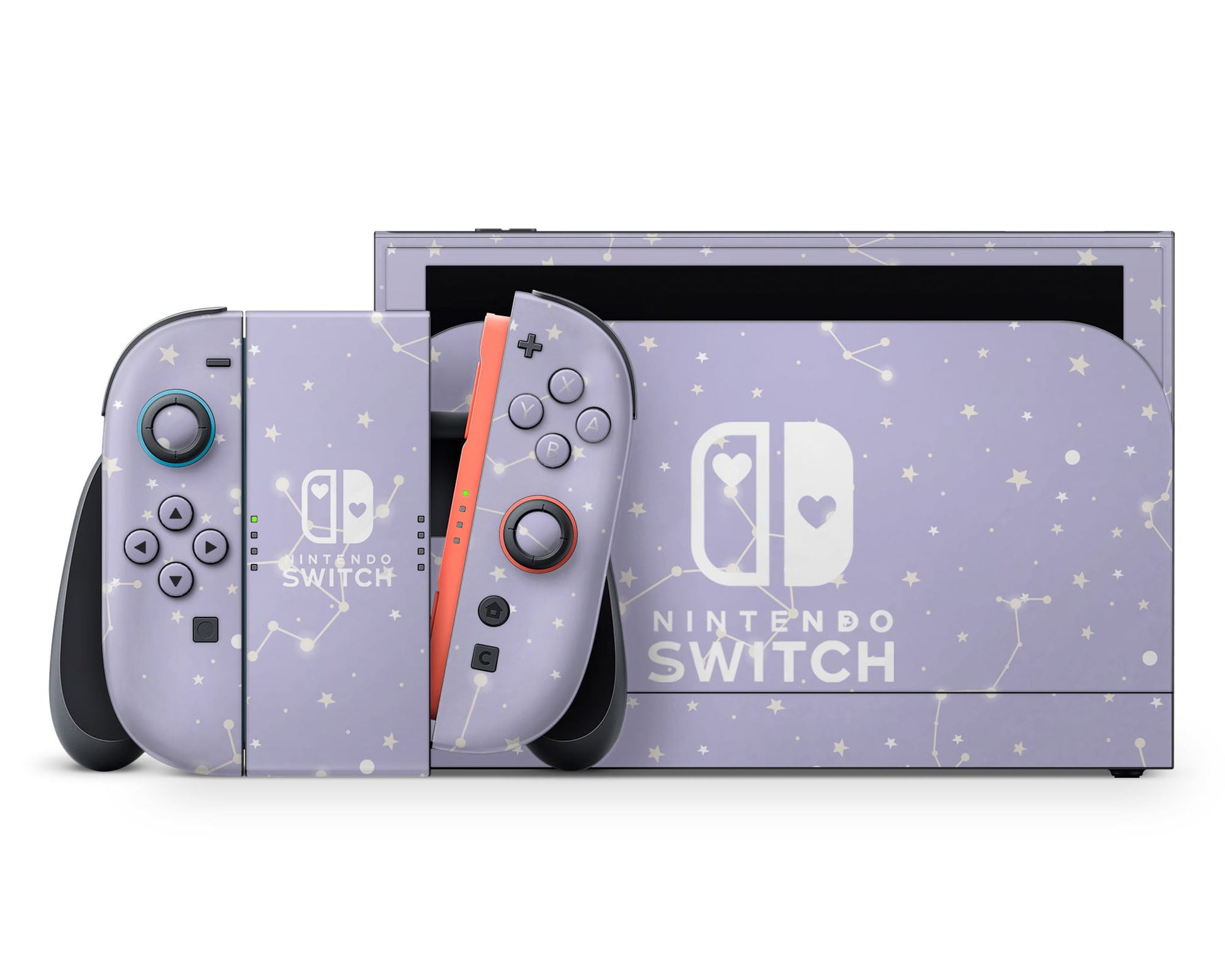 Lux Skins Nintendo Switch 2 Constellation Stargazing Purple Hearts logo Skins - Pattern Galaxy Skin