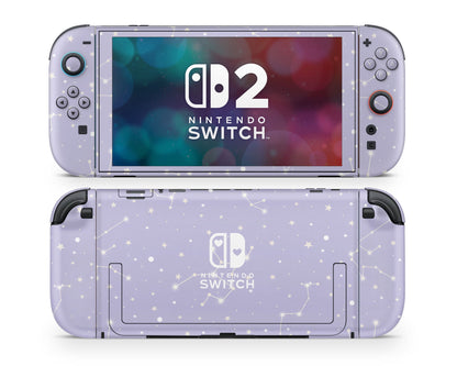 Lux Skins Nintendo Switch 2 Constellation Stargazing Purple Hearts logo Skins - Pattern Galaxy Skin