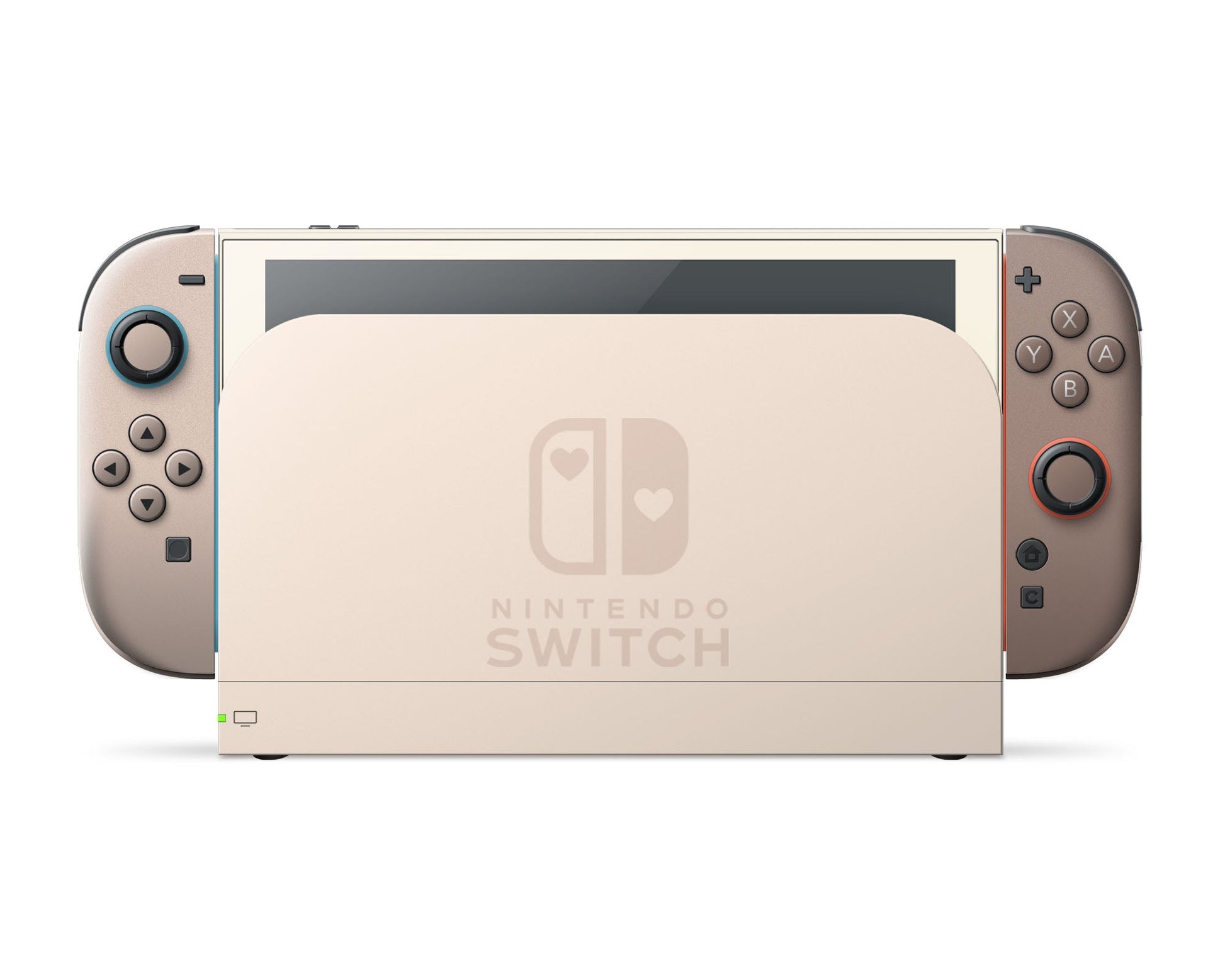 Lux Skins Nintendo Switch 2 Hazelnut Latte Hearts logo Skins - Solid Colours Colour Blocking Skin
