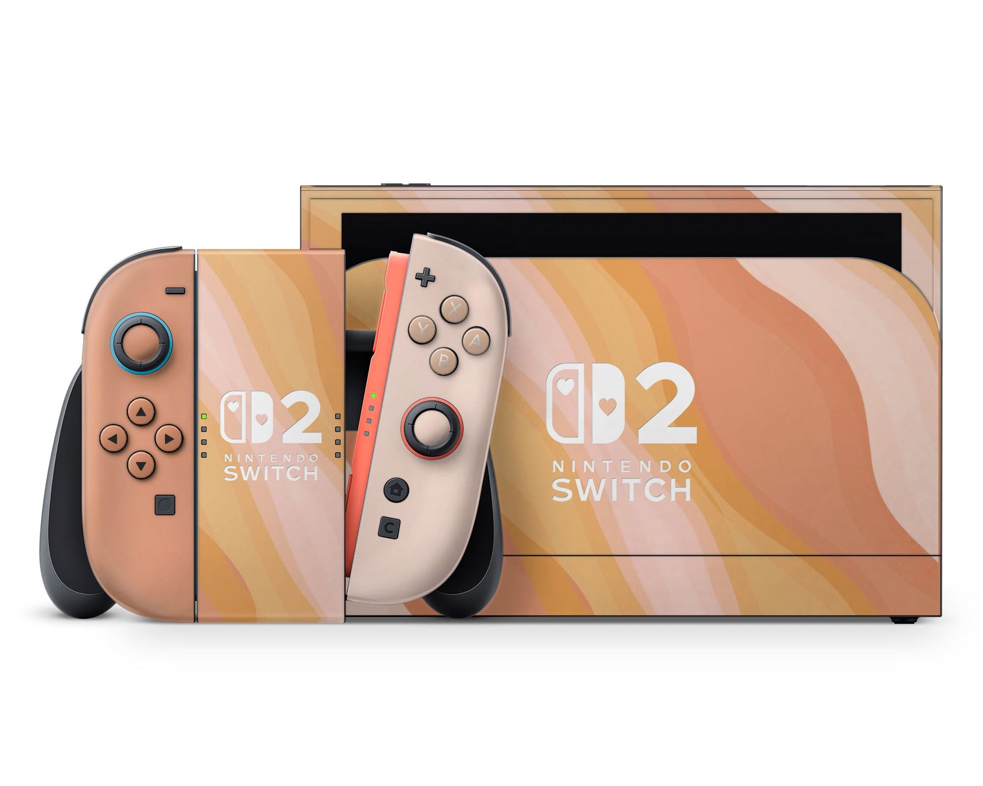 Lux Skins Nintendo Switch 2 Sunset in Santorini Hearts logo Skins - Pattern Abstract Skin