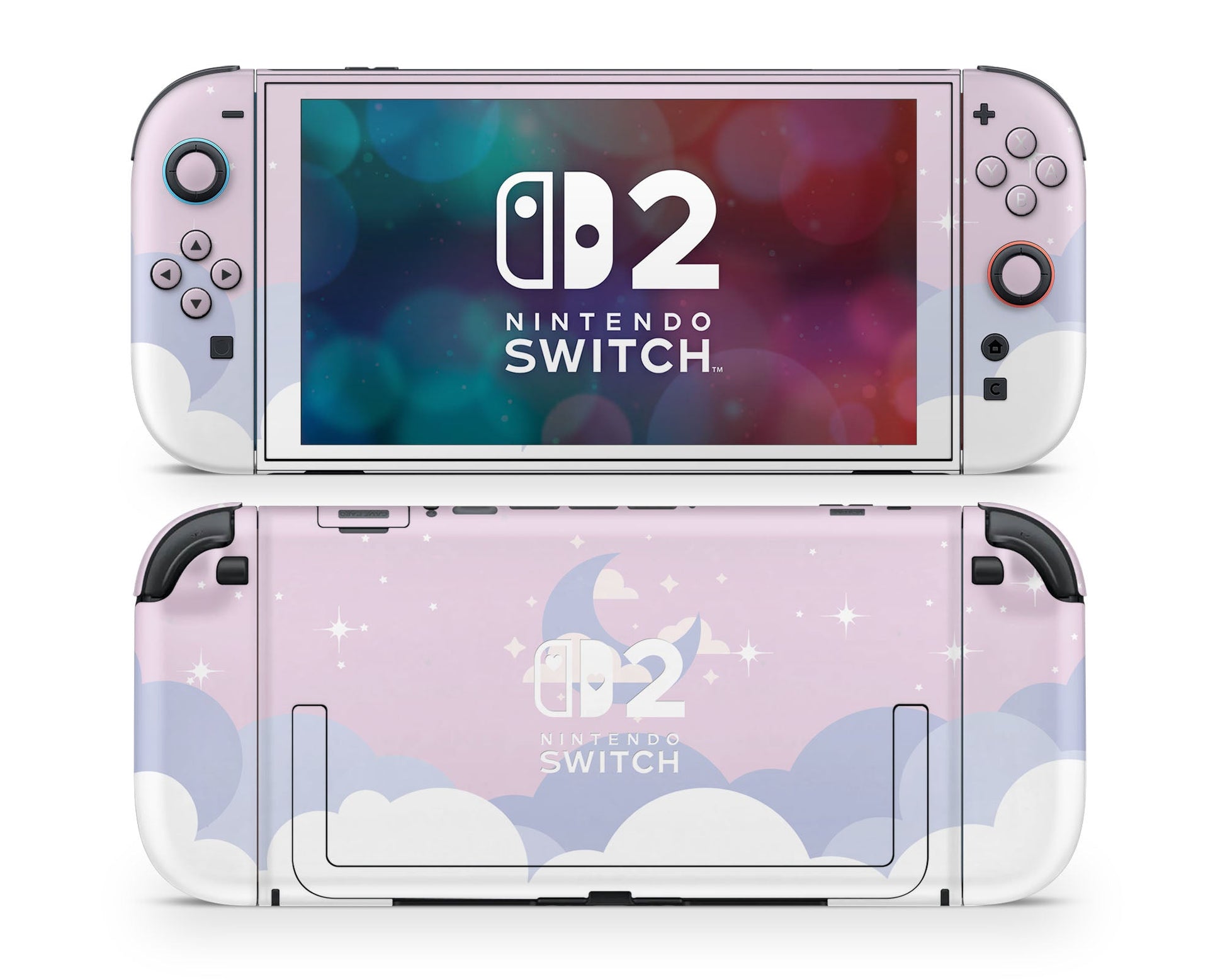 Lux Skins Nintendo Switch 2 Dreamy Pastel Clouds Hearts logo Skins - Art Clouds Skin