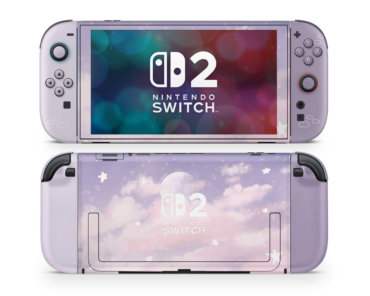Lux Skins Nintendo Switch 2 Purple Clouds Nintendo logo Skins - Art Clouds Skin