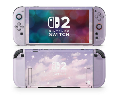 Lux Skins Nintendo Switch 2 Purple Clouds Nintendo logo Skins - Art Clouds Skin