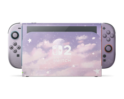 Lux Skins Nintendo Switch 2 Purple Clouds Hearts logo Skins - Art Clouds Skin
