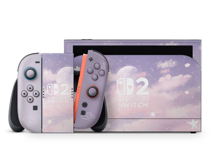 Lux Skins Nintendo Switch 2 Purple Clouds Hearts logo Skins - Art Clouds Skin