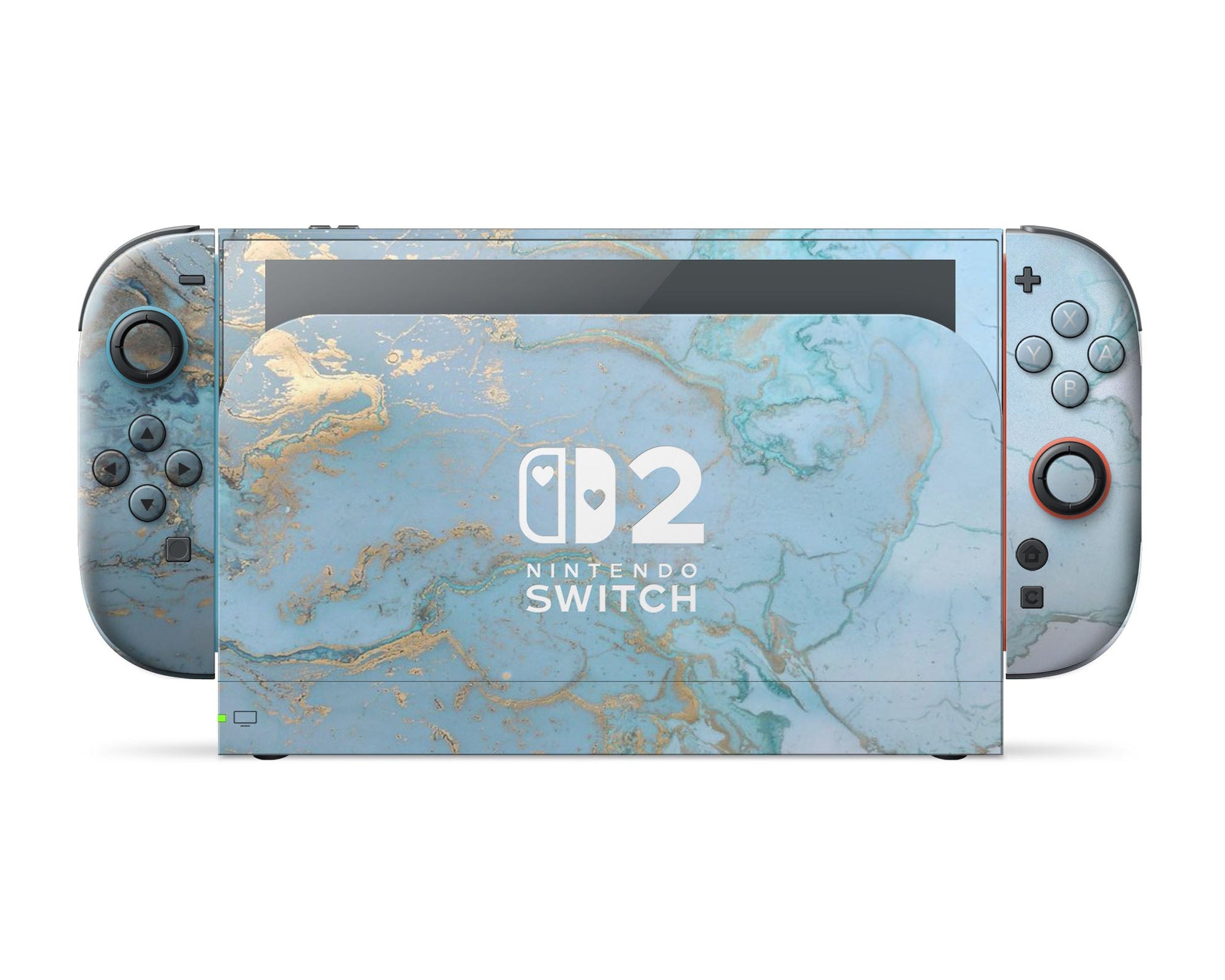 Lux Skins Nintendo Switch 2 Blue Marble Hearts logo Skins - Pattern Marble Skin