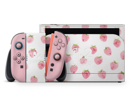 Lux Skins Nintendo Switch 2 Strawberry Pattern Cute Nintendo logo Skins - Pattern Fruits Skin