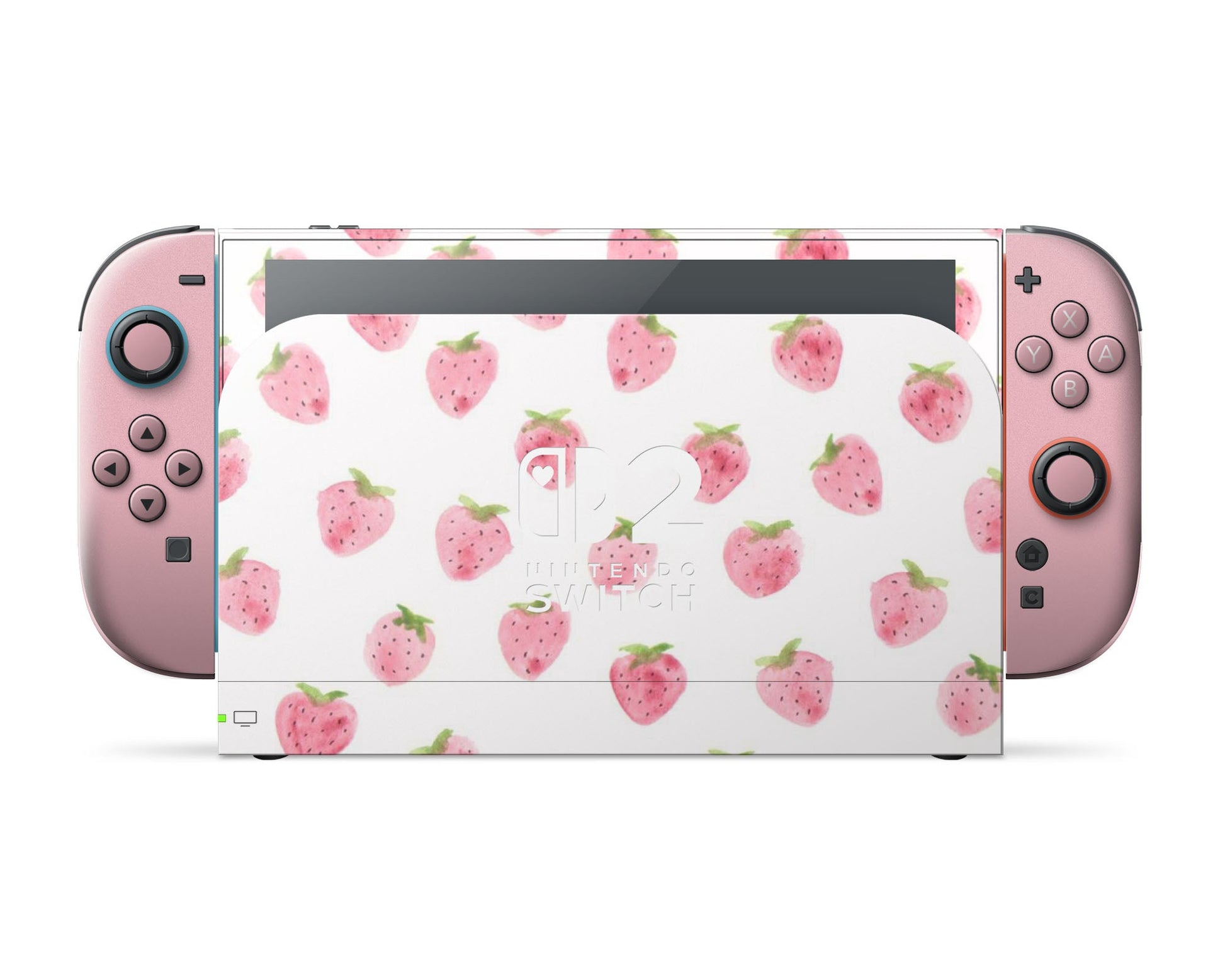 Lux Skins Nintendo Switch 2 Strawberry Pattern Cute Hearts logo Skins - Pattern Fruits Skin
