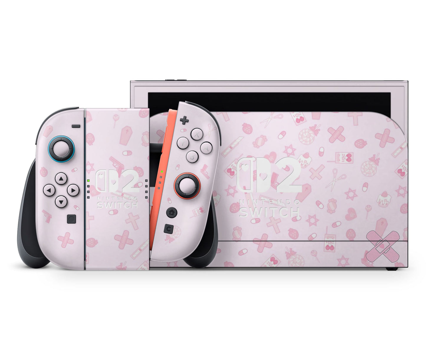 Lux Skins Nintendo Switch 2 I Love Pink Hearts logo Skins - Art Artwork Skin